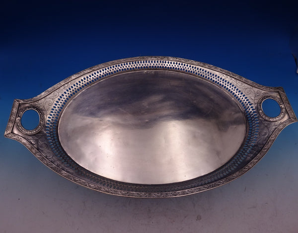 Russian 84 Silver Assay A. Yashinkov Tea Tray Handles Leaves Acorns Vines #8573