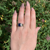 14k White Gold 1.53ct Genuine Natural Sapphire Men's Ring Size 7 (#J5833)