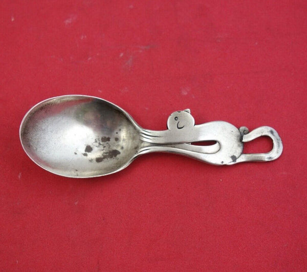 Kitten by International Sterling Silver Baby Spoon 3 3/4" Vintage Cat Handle