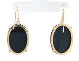 14k Yellow Gold Banded Black and White Genuine Agate Stone Cameo Earrings #J7456