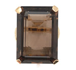 14k Gold Ring with Large Emerald Cut Genuine Natural Smoky Quartz (#J6608)