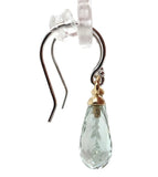 14k Gold 6.12ct TW Briolette Green Genuine Amethyst Prasiolite Earrings (#J7131)