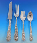 Repousse by Kirk Sterling Silver Flatware Set for 12 Service 53 Pieces Dinner