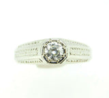 18k Gold Deco Hand Engraved .53ct Genuine Natural Diamond Men's Ring (#J4498)