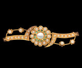 Victorian 12k Gold Mother of Pearl and Seed Pearl Flower Pin Brooch (#J6691)
