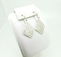 935 Sterling Diamond Shaped Laser Cut Earrings (#J4406)