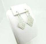 935 Sterling Diamond Shaped Laser Cut Earrings (#J4406)