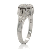 14k Gold Art Deco 1/4ct Genuine Natural Diamond Ring Size 7 Hand Engraved #J6899
