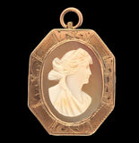 10k Rose Gold Genuine Natural Shell Cameo Small Pendant Pin Jewelry (#J6893)