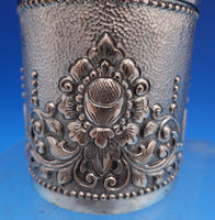 800 Silver Tea Caddy with Foliage and Scroll 3 3/8" x 2 7/8" Yogya (#8176)