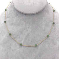 14k Yellow Gold Chain 16.5" with Twelve Jade Beads Jewelry (#J6224)