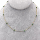 14k Yellow Gold Chain 16.5" with Twelve Jade Beads Jewelry (#J6224)