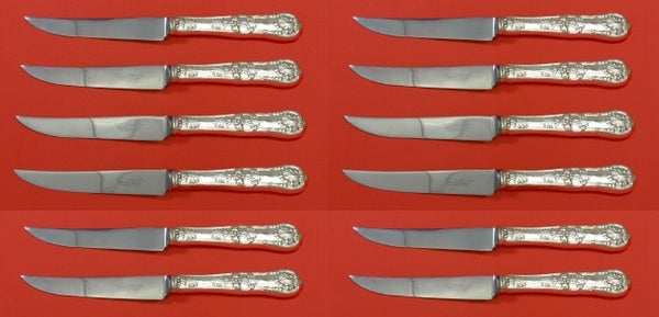 English King by Tiffany Sterling Silver Steak Knife Custom Set 12 pcs 8 1/2"