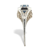 18k White Gold Filigree Deco .34ct Genuine Natural Aquamarine Ring 5 3/4 #J7559
