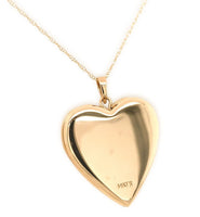 14k Yellow Gold Heart Shaped Locket with Diamond Accents Hand Engraved (#J6969)
