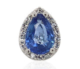 Platinum 1.80cttw Blue Genuine Sapphire Stud Earrings w/Diamond Halo (#J6719)