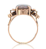 14k Rose Gold Retro Genuine Natural Black Opal Ring Handwrought Size 7 (#J6932)