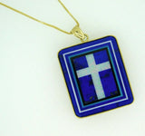 Kaufmann 14K Gold Intarsia Pendant with Genuine Natural Opal Cross (#J4373)