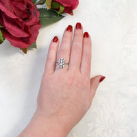 14k White Gold 1.12ct TW Genuine Natural Diamond Cocktail Ring Size 6 (#J7168)