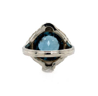 14k White Gold Art Deco Huge Lab-Created Spinel Filigree Ring Jewelry (#J5606)