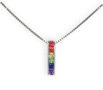 14k Gold Princess Cut Genuine Natural Rainbow Sapphire Pendant w/ Chain (#J6679)