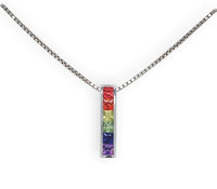 14k Gold Princess Cut Genuine Natural Rainbow Sapphire Pendant w/ Chain (#J6679)
