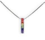 14k Gold Princess Cut Genuine Natural Rainbow Sapphire Pendant w/ Chain (#J6679)