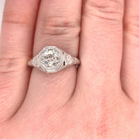 14k White Gold Filigree 3/4 Carat Genuine Natural Diamond Ring (#J5421)