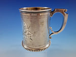 Gorham Coin Silver Baby Child's Cup Mug Engine Turned Chased and Brite-Cut #57