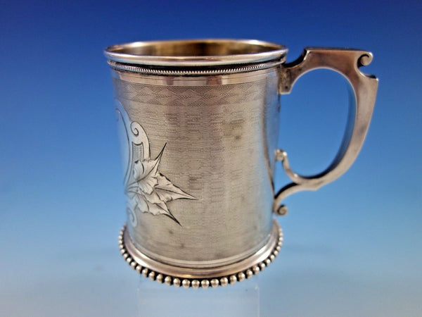 Gorham Coin Silver Baby Child's Cup Mug Engine Turned Chased and Brite-Cut #57