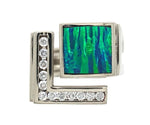 14k White Gold Custom Genuine Natural Opal Diamond Ring by Harry Roa (#J7309)