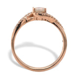 14k Rose Gold Genuine Natural Australian Opal and Diamond Ring Size 7 (#J7489)