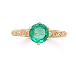 10k Yellow Gold Antique .72ct Genuine Natural Emerald Ring Size 6.25 (#J6382)