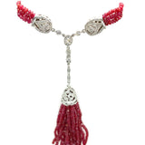 14k White Gold 163 Carats Genuine Natural Ruby Bead Necklace (#J5340)