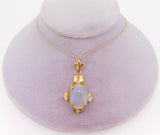 Vintage 18k Oval Genuine Natural Opal with 14k Chain (#J3908)
