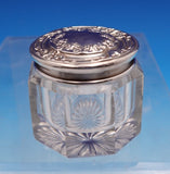 Sterling Silver and Glass Dresser Jar with Swags Gold Washed Interior (#9299)