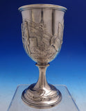 Coin Silver Goblet w/ Two Gentlemen and Barrel of Tobacco 6 1/4" x 3 3/8" #8700