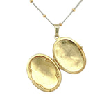 14k White Yellow Gold Locket w/18" 14k White Gold Chain Yellow Gold Beads #J7354