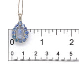 14k White Gold 2.34 Carat Blue Flash Moonstone and Cylon Sapphire Pendant #J7387