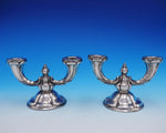 German .830 Silver Candlestick Pair 2-Light 4" Tall x 6 1/2" (#3284)