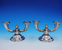 German .830 Silver Candlestick Pair 2-Light 4" Tall x 6 1/2" (#3284)