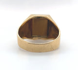18k Gold Hand Engraved Men's Genuine Natural Tiger's Eye Quartz Ring (#J6219)