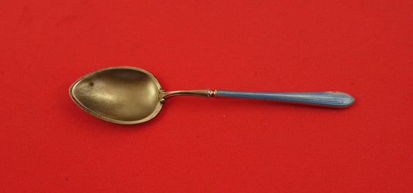 English Estate Sterling Silver Demitasse Spoon vermeil light blue enamel 3 7/8"