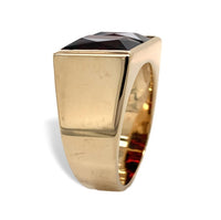14k Yellow Gold Men's Modern Genuine Natural Garnet Ring Size 8.5 (#J7305)