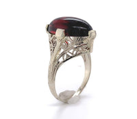 14k Gold Filigree Ring with 7.70 Carat Cabochon Genuine Natural Garnet (#J6459)