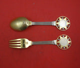 Christmas by A. Michelsen Sterling Silver Fork and Spoon Set 2pc 1931 Vermeil
