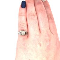 18k White Gold .05ct Diamond Ring with Synthetic Lab-Created Sapphires (#J5348)