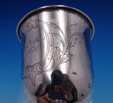 Danish .830 Silver Cup / Goblet w/ Engraved Crest Scrollwork 6" x 2 3/4" (#7613)
