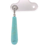 Platinum and Diamond Pair of Tyrone Turquoise Briolette Drop Earrings (#J7137)