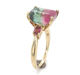 14k Gold 6.71 Carat Bi-Color Watermelon Genuine Natural Tourmaline Ring (#J6532)